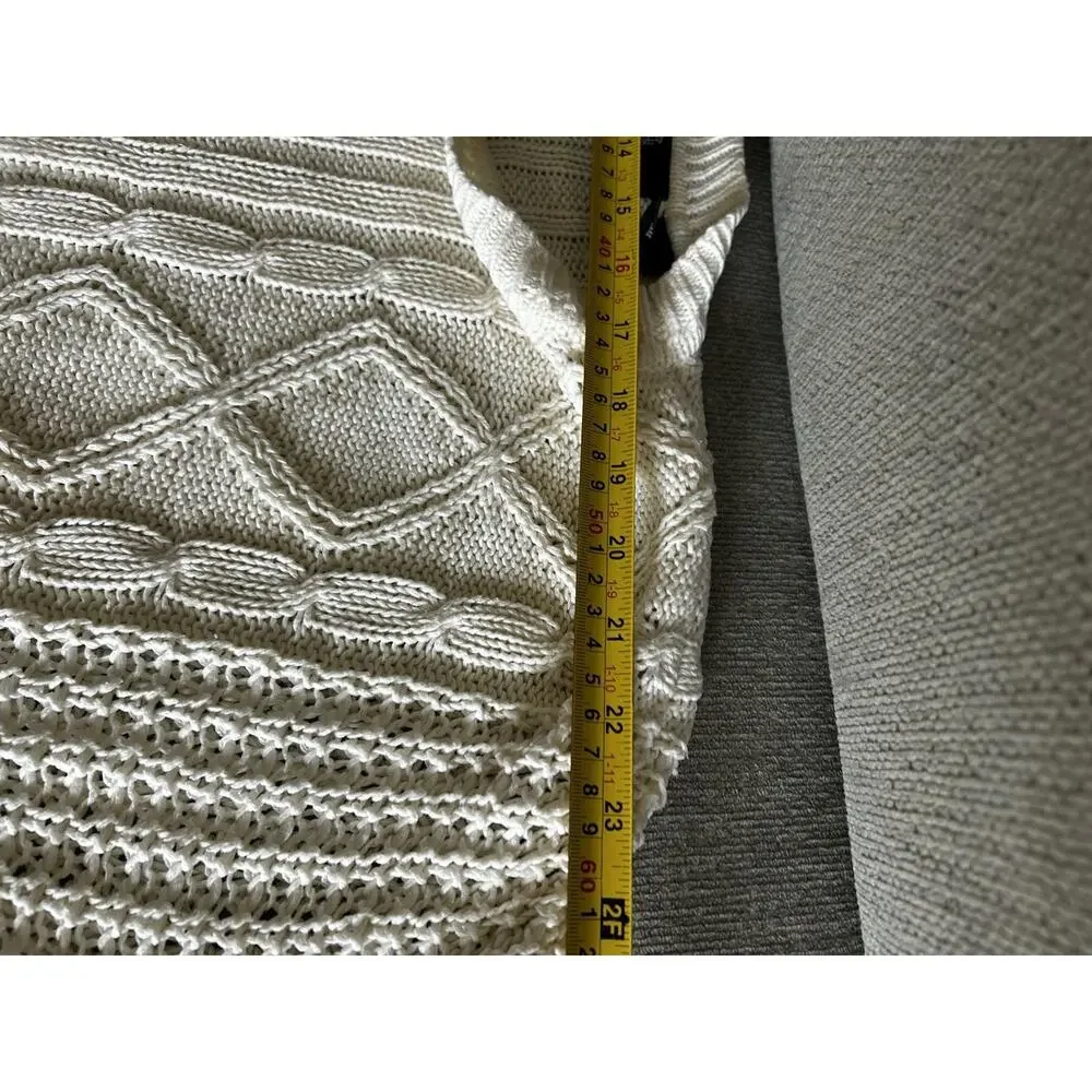 Vtg Fisherman Sweater Men's M Cream Oversized Cable Knit Chunky Pullover 90s